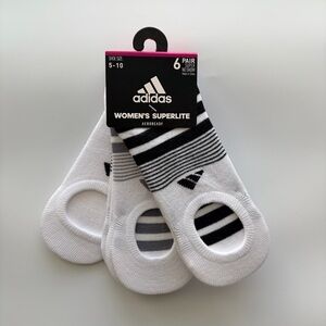 Adidas women’s super no show socks 6 pack size 5-10 white black gray